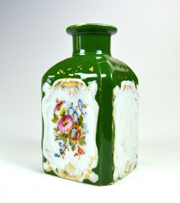 alte Flasche aus Porzellan, handbemalt (Einzelstück)