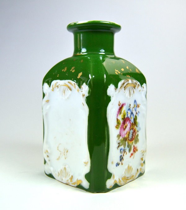 alte Flasche aus Porzellan, handbemalt (Einzelstück)